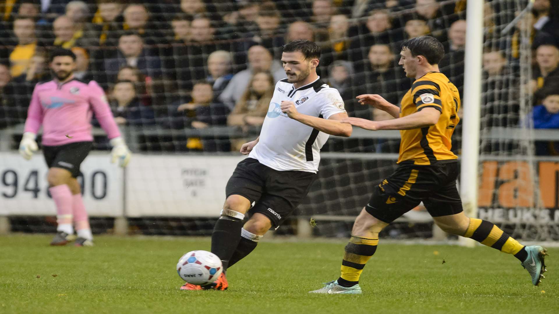 Ronnie Vint plays the ball forward during Dartford's 1-1 draw with Maidstone Picture: Andy Payton