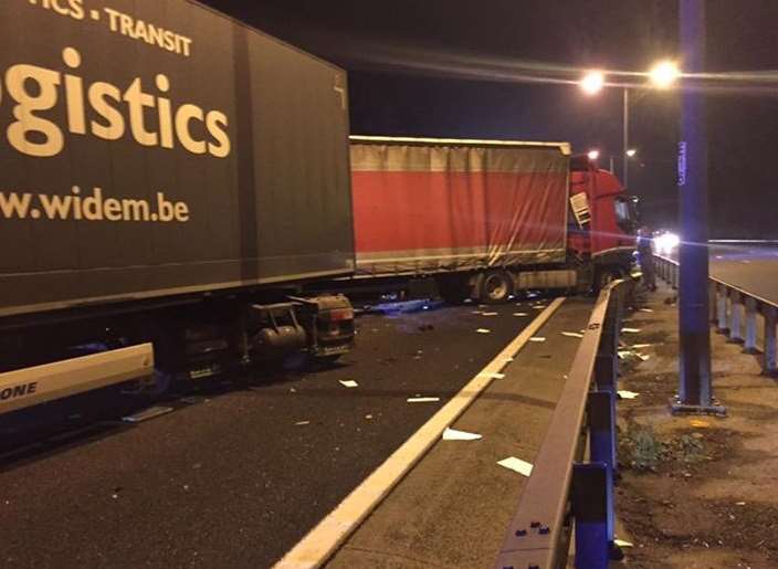 The M20 was closed for more than five hours after the crash. Picture: Andy Arnott via Kent_999s