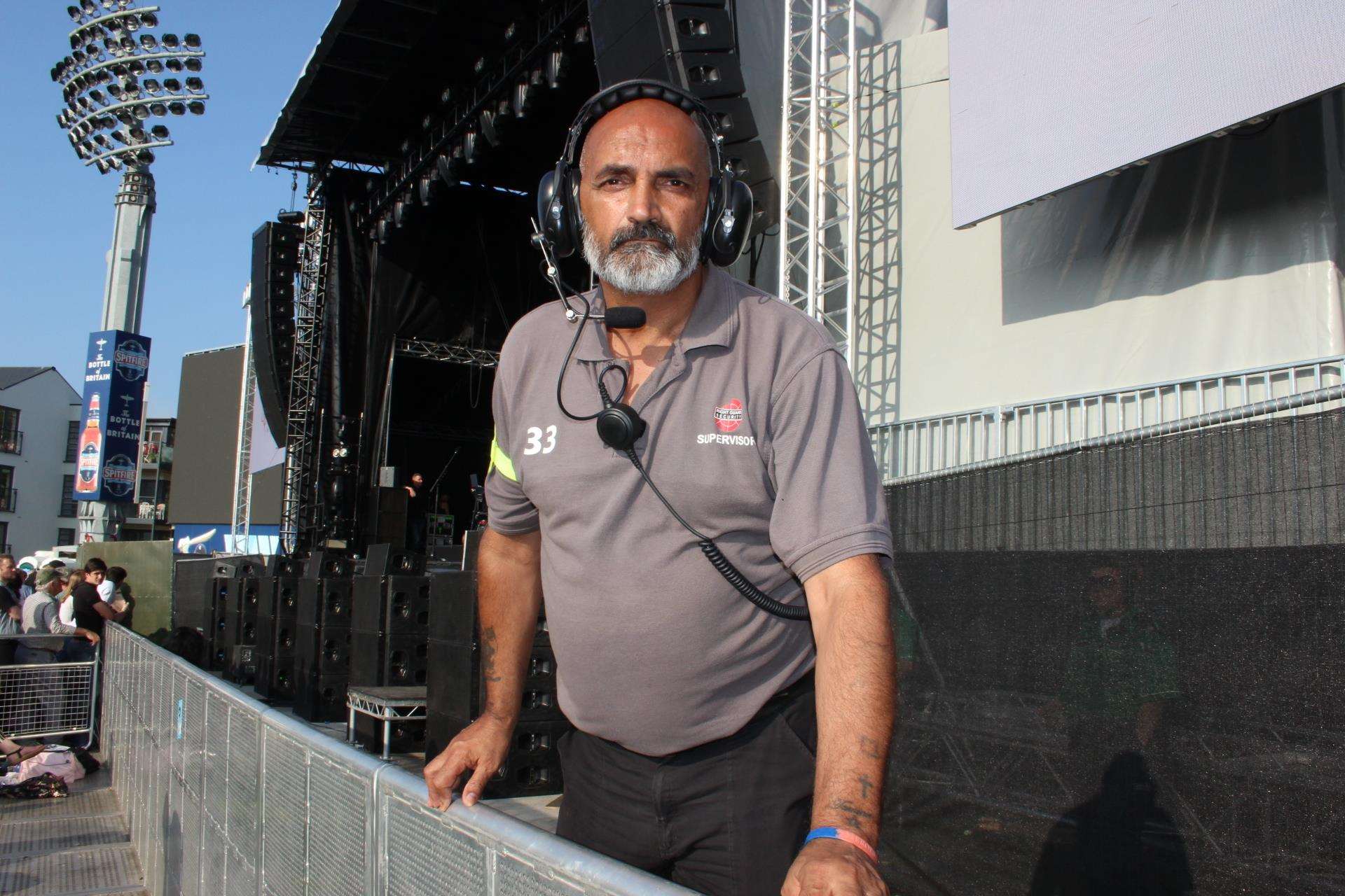 'Pit supervisor' Matt Ullah from Right Guard Security at Kent Cricket's Spitfire Ground, Canterbury, on Wednesday. Picture: John Nurden (2441305)