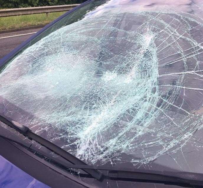 Miss Giles' windscreen following the incident
