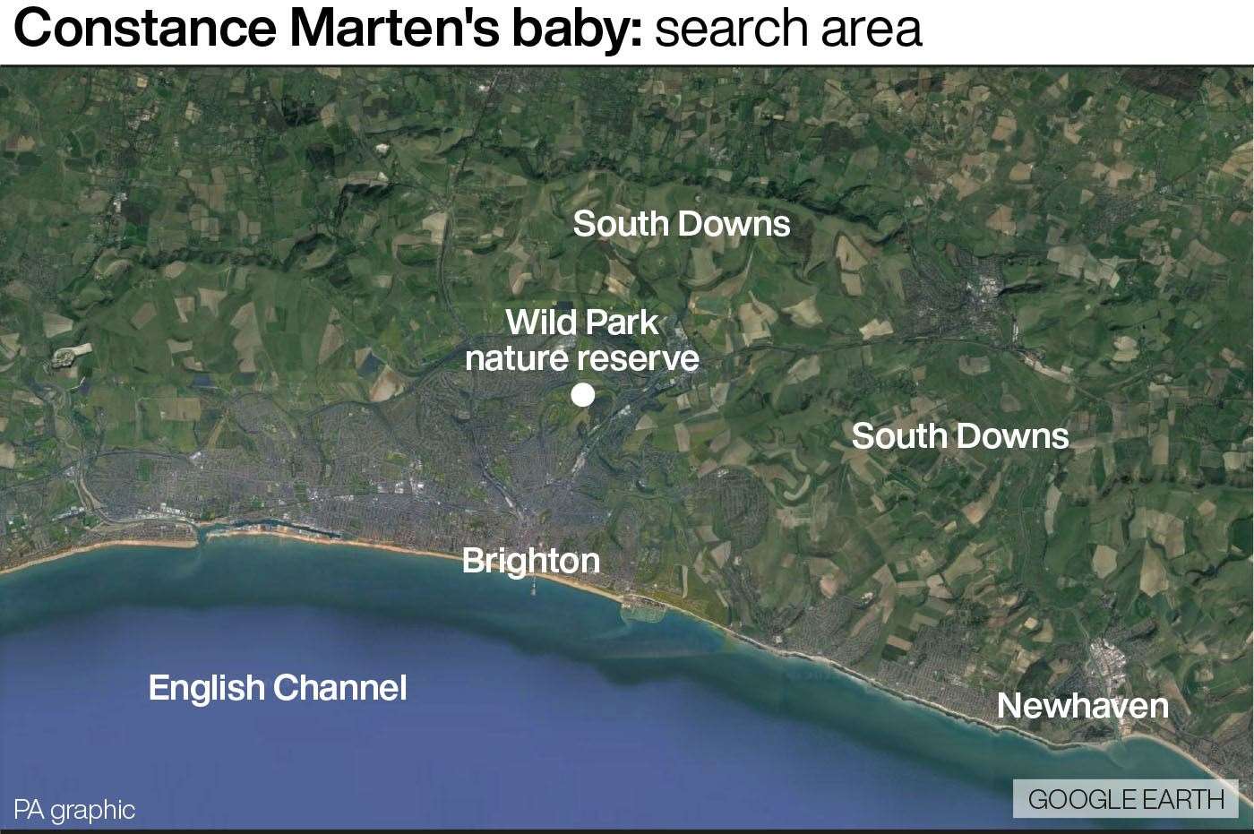 The area searched by officers for Constance Marten’s baby (PA Graphics)