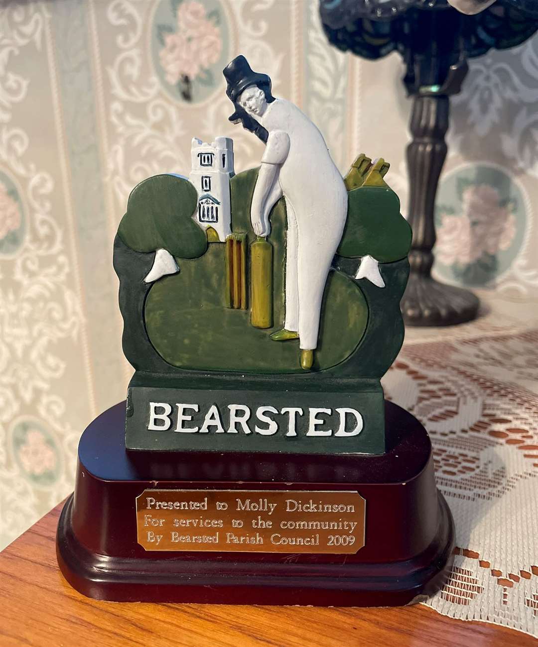 The trophy given to Molly by Bearsted Parish Council