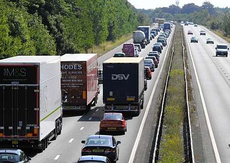 Tailbacks after the crash between junction 5 and 6 on the M2.
