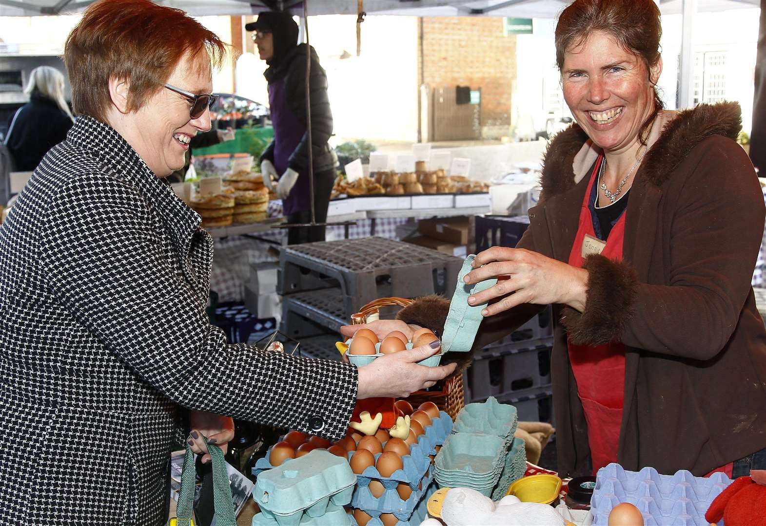 Jennie Creasy from Far Acre Farm, Marden selling her free range and organic eggs at a previous farmers' market in West Malling Picture: Sean Aidan