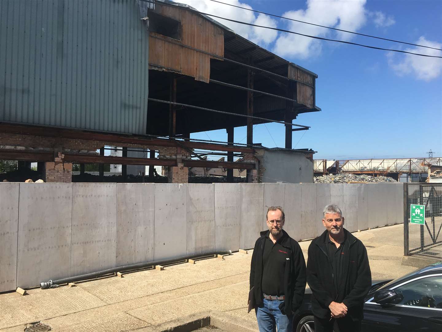 Keith Hutton and Tony Wilkinson, of Hilger Crystals, based next door to the site of the scene of the massive fire on the Westwood Industrial Estate in Margate