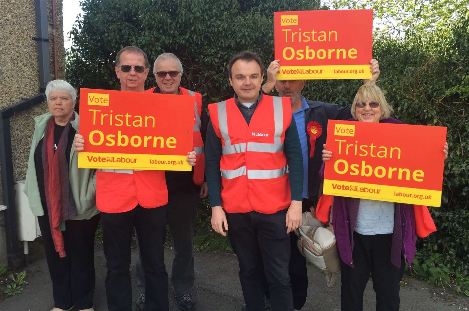 Tristan Osborne campaigning with supporters to become Kent police and crime commissioner in 2016
