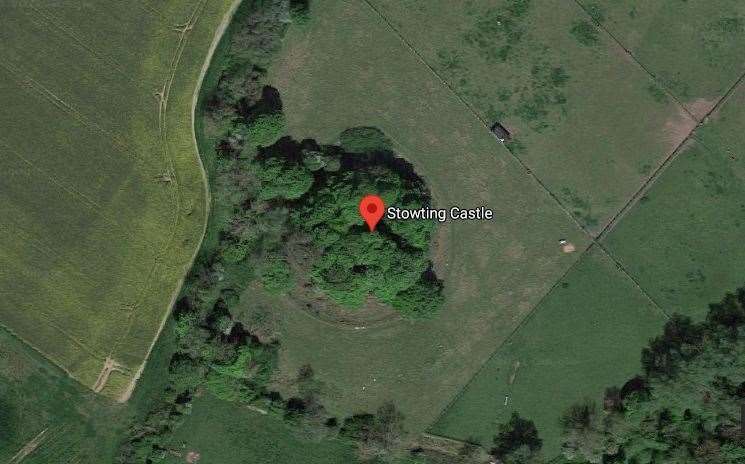 A circle of trees marks the spot where Stowting Castle once stood. Picture: Google