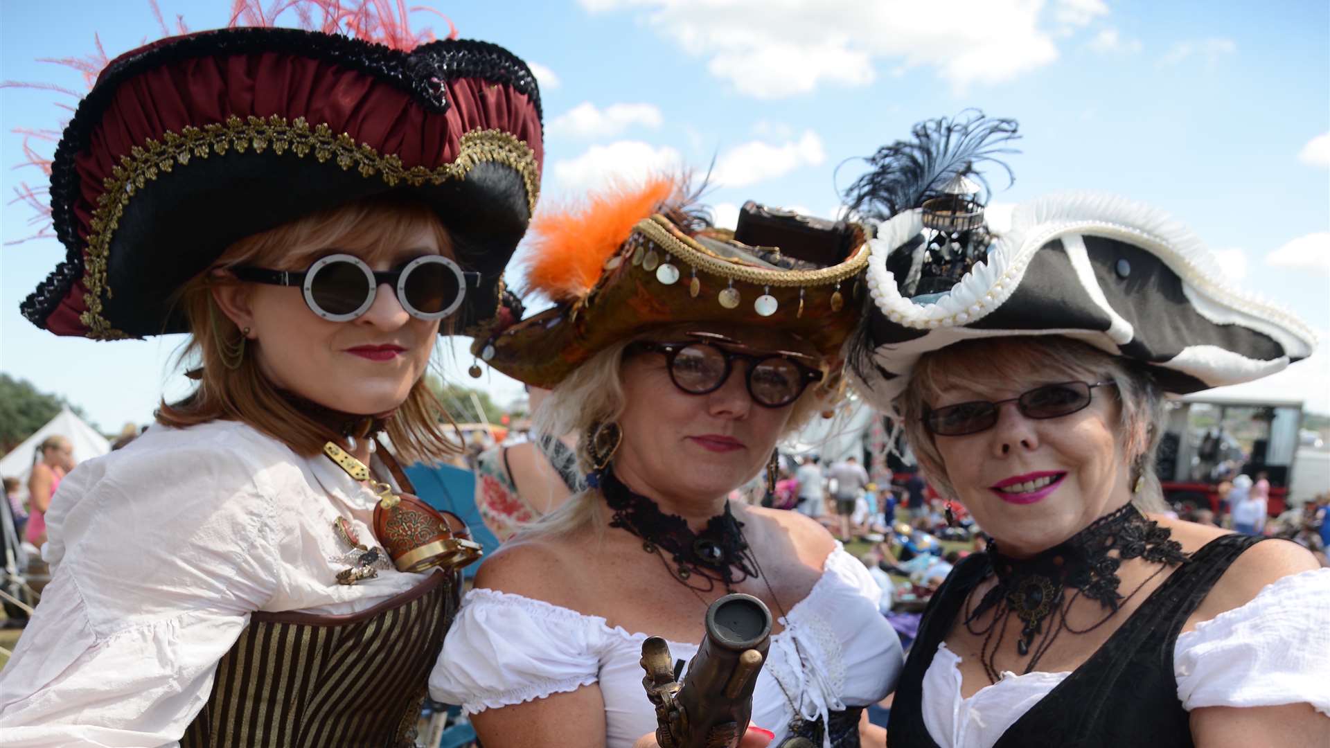 Glamour girls: Sky Pirates Amanda Harkett, Angela Elkins and Patt Robb from Kentexpectations at the Sheppey Pirates Festival