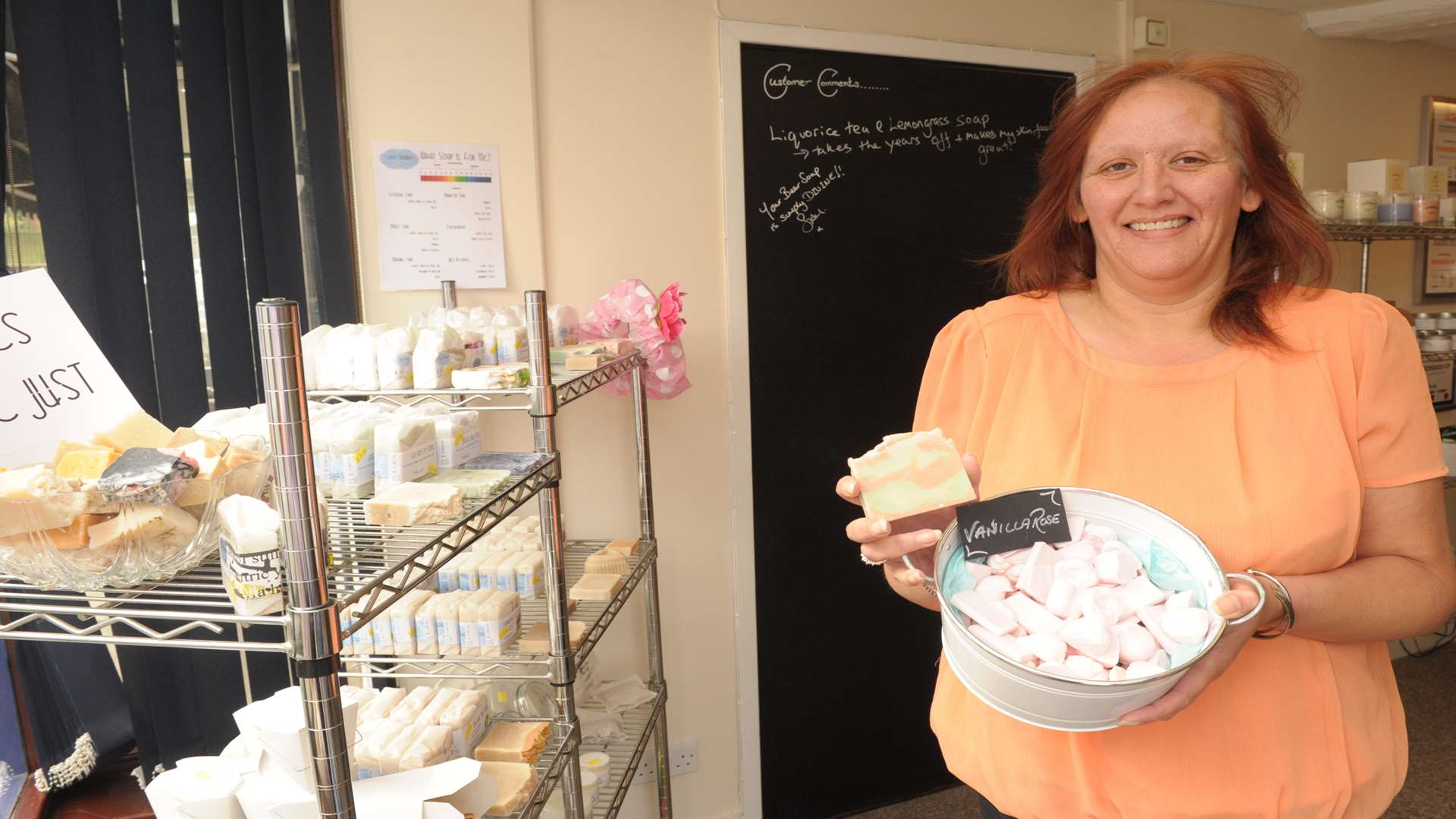 Claire Hulott, the owner of Chulo Naturals, in her Brompton shop