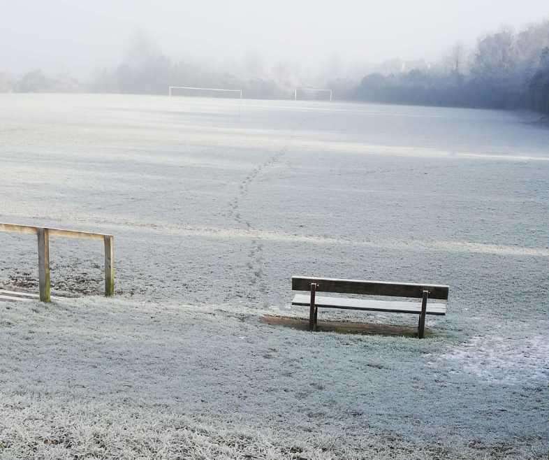 Borstal Recreation Ground was totally frozen earlier today