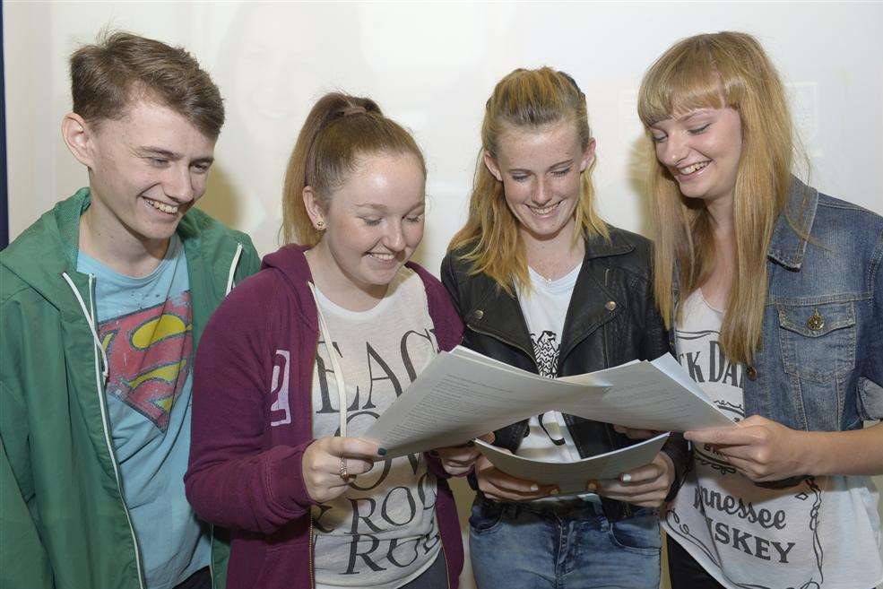 Pupils get their results at the Hundred of Hoo School