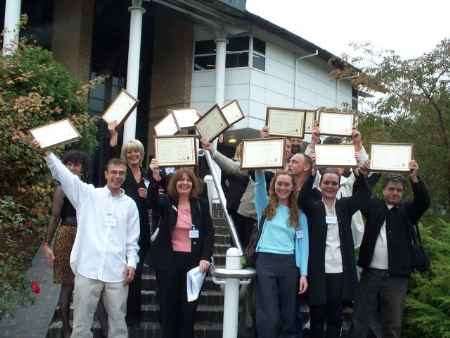 New Entrepreneur Scholars from East Kent celebrate their success after an award ceremony at Canterbury Business School