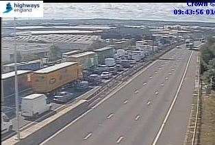 Traffic is queuing on the M25 at the QE II Bridge. Picture: Highways England