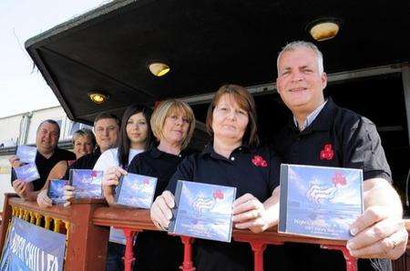 From left, Andy Hyland, Lee Dunne from Merlins, Rodney Holkham, Laura Drew, Leslye Mott, Tracy Holkham and Iain Maxstead