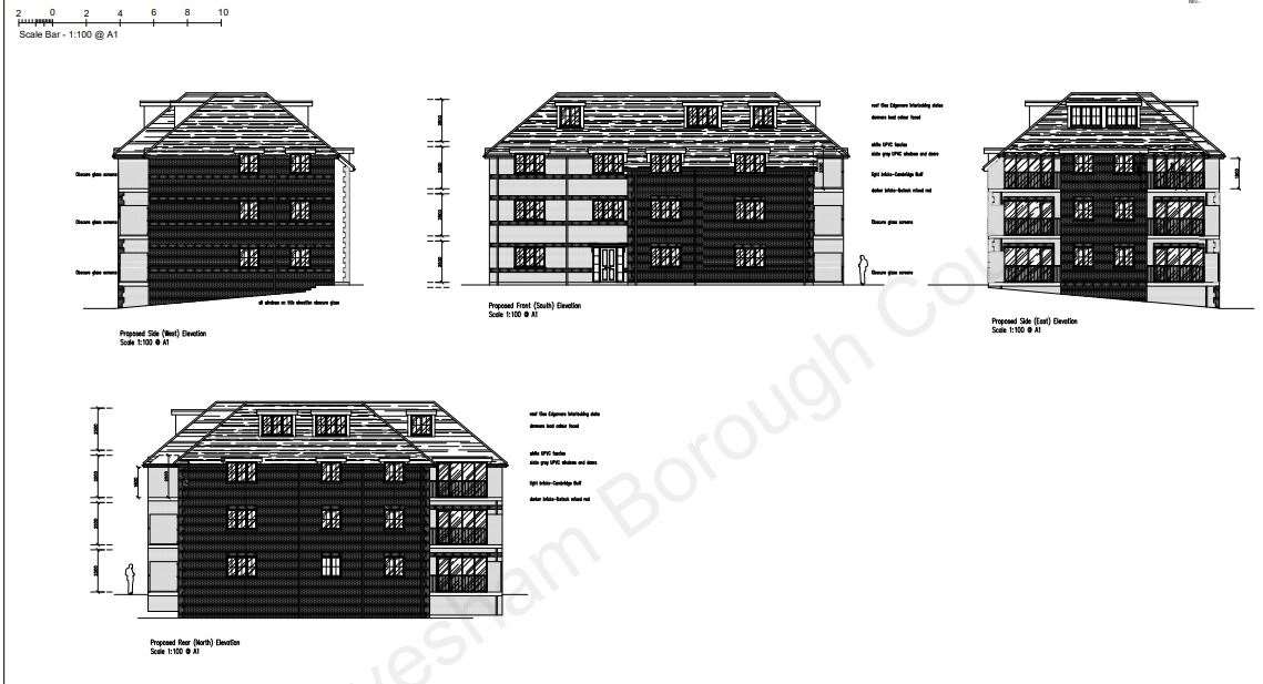 The plans for Cobham Lodge include a separate proposal to erect a block of three-and-a-half storey flats. Photo: Gravesham council planning/Breley design