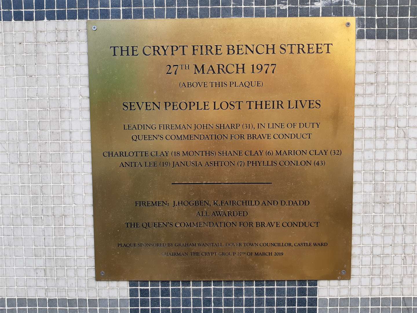 The memorial plaque at the Townwall Street underpass. Picture: Sam Lennon