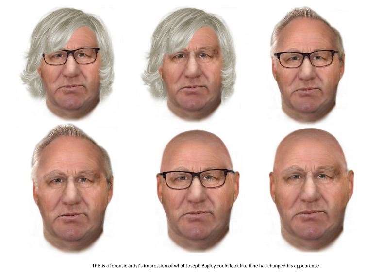 Police released computer generated images of what Joseph Bagley could have looked like while on the run