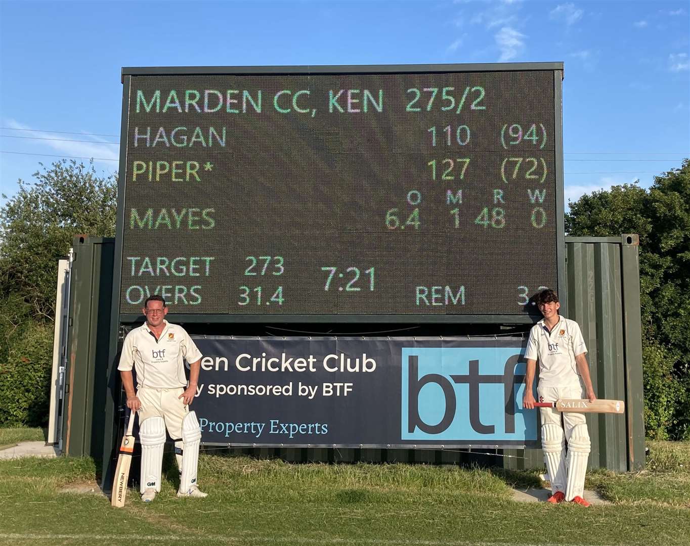 Marden cricketers Jim Piper and Bruno Hagan