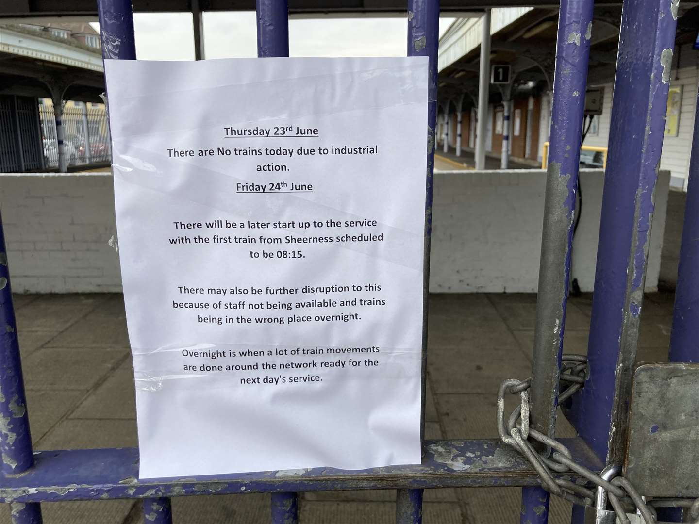 Strike notice at Sheerness