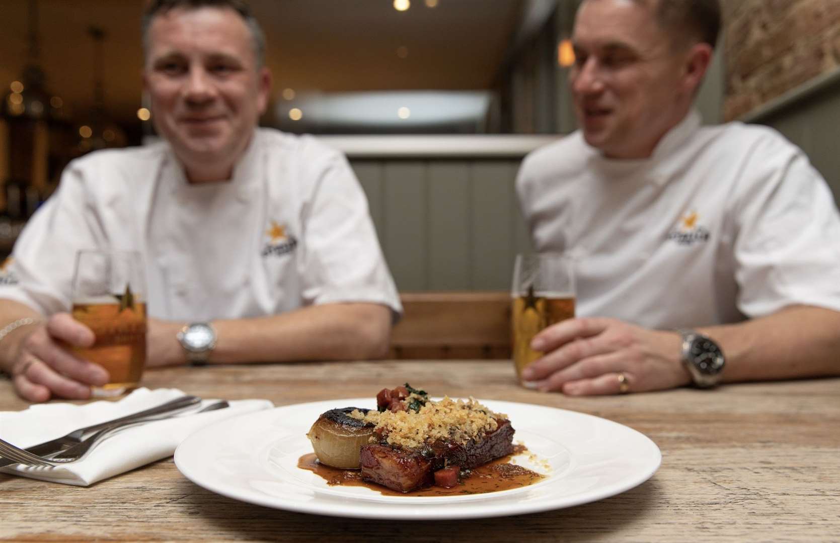 Chris and James Tanner with their short rib of beef dish for Estrella Damm