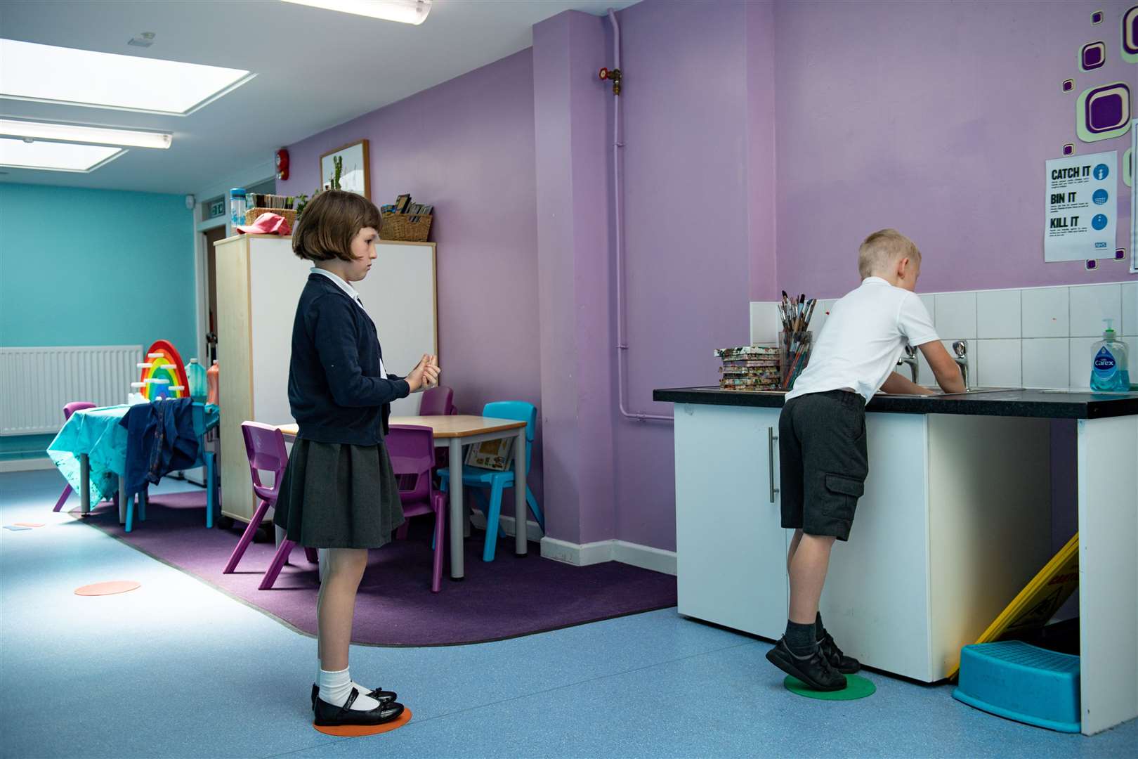 Hand-washing is part of the school’s protective regime (Jacob King/PA)
