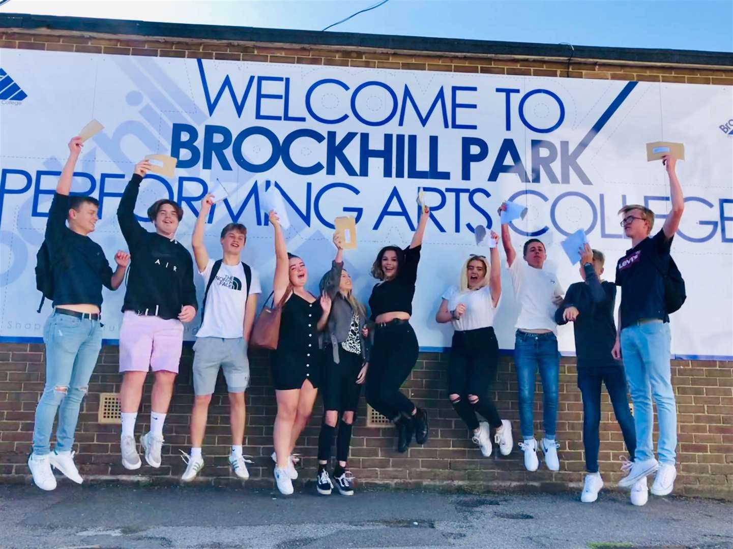 Pupils at Brockhill are jumping for joy after collecting their GCSE results this morning. Picture: Donna Ashlee (15609975)
