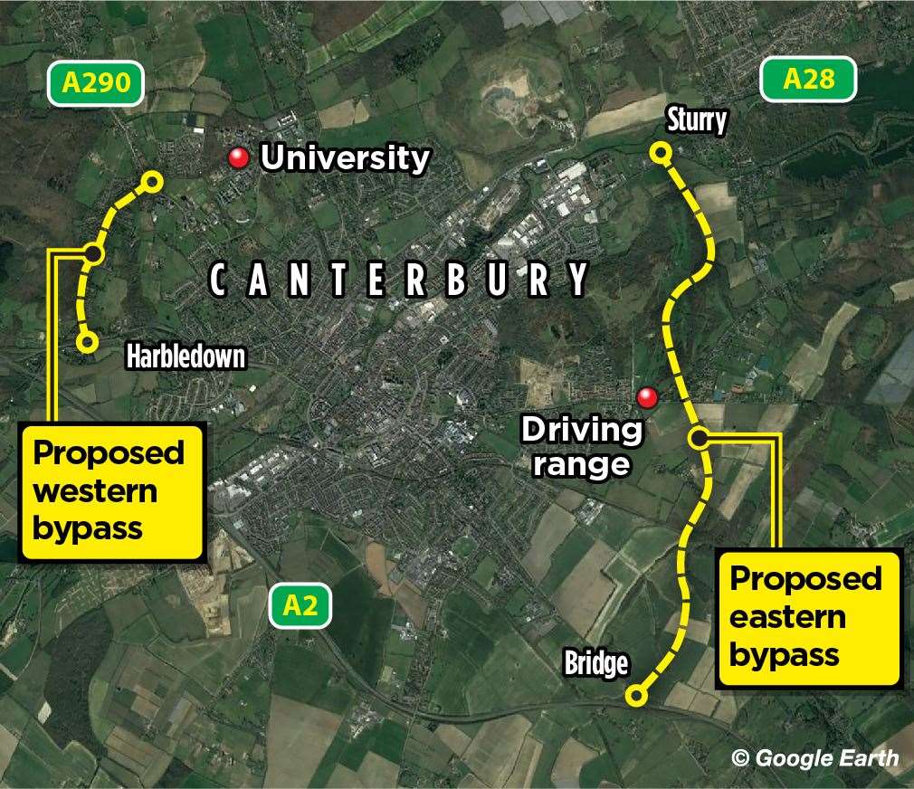 Two bypasses are planned for Canterbury. A council report suggests the proposals can help safeguard the city's World Heritage status by diverting traffic from the ring-road