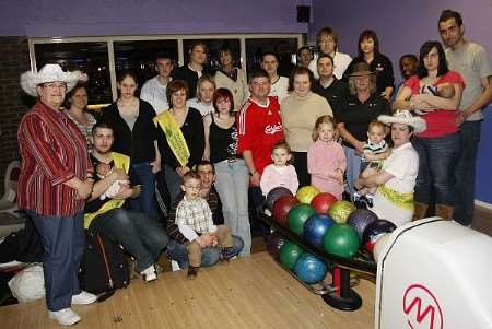 Bowlers prepare for their four-hour marathon in aid of the Oliver Fisher Special Care Baby Unit at the Lordswood Ten Pin Bowling and Snooker Centre