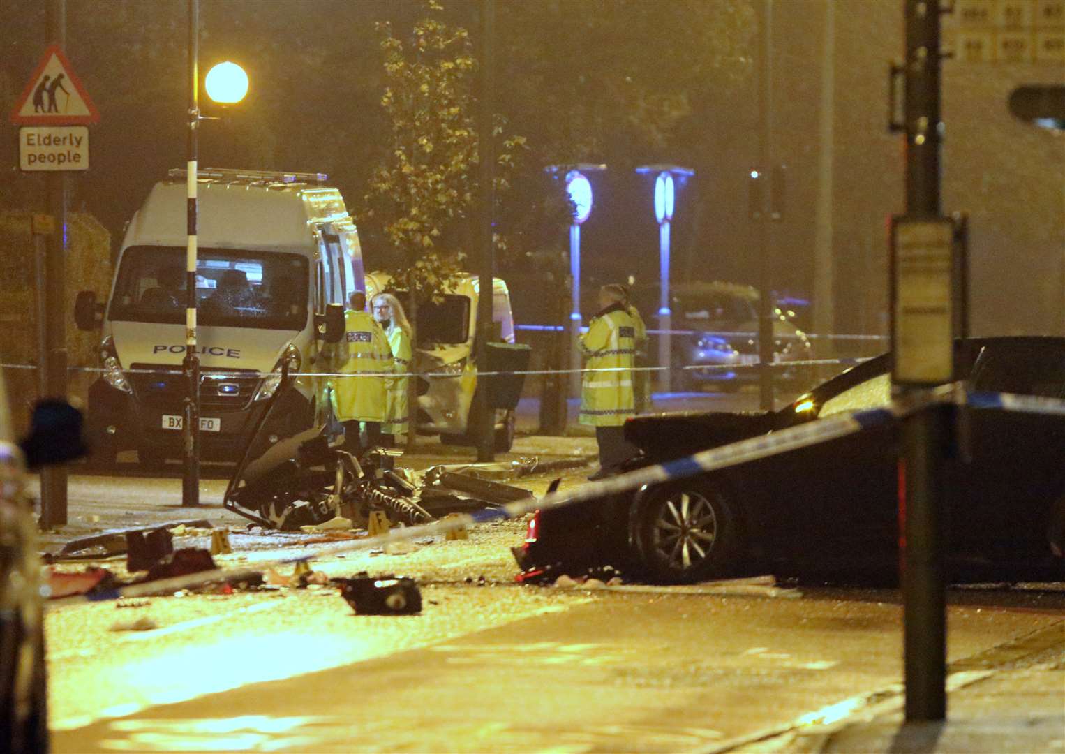 One person has been killed and 15 injured in a crash between two buses and a car in Orpington. Picture: UKNIP