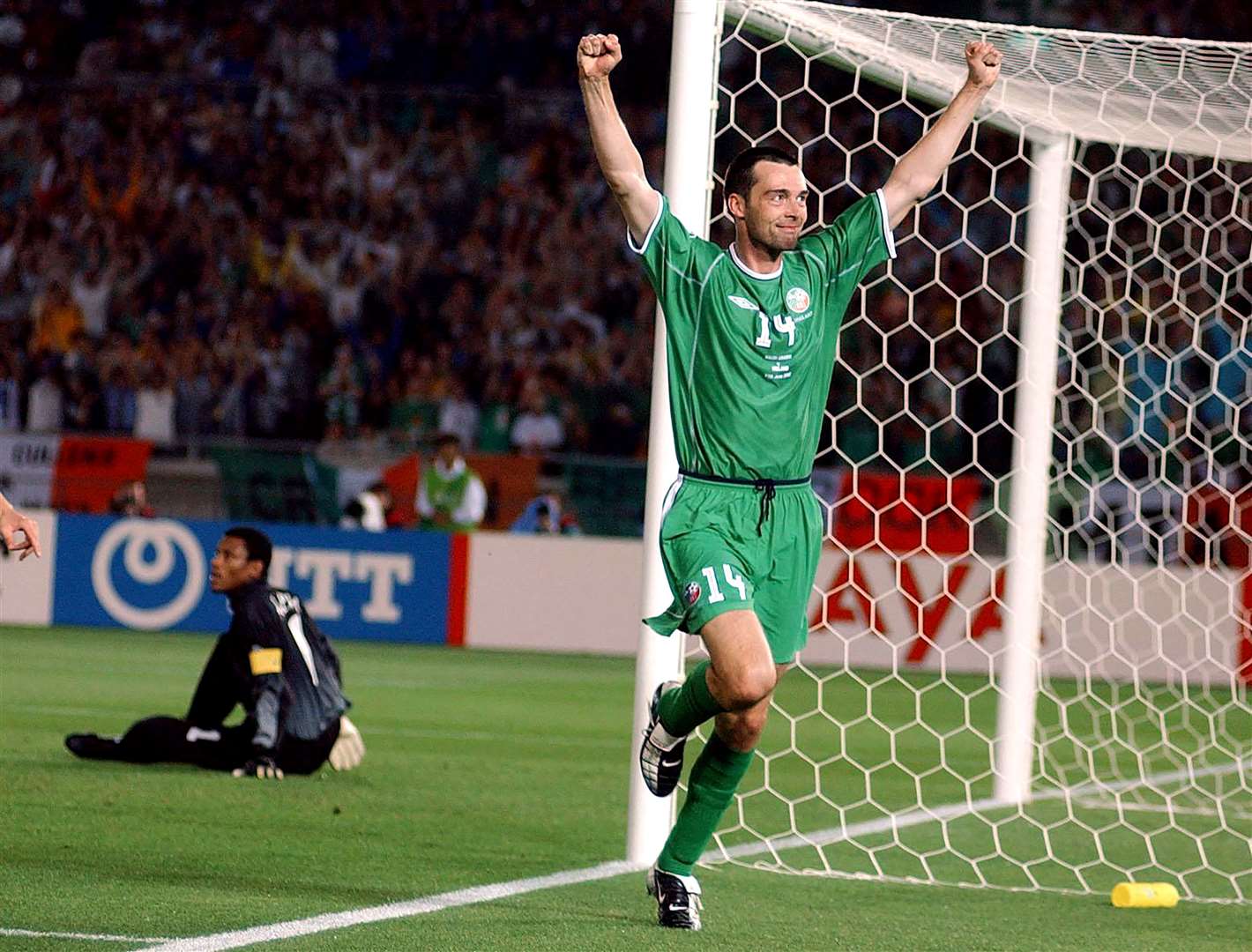 Gary Breen celebrates after scoring Ireland's second goal against Saudi Arabia during the 2002 World Cup. Picture: PA Images