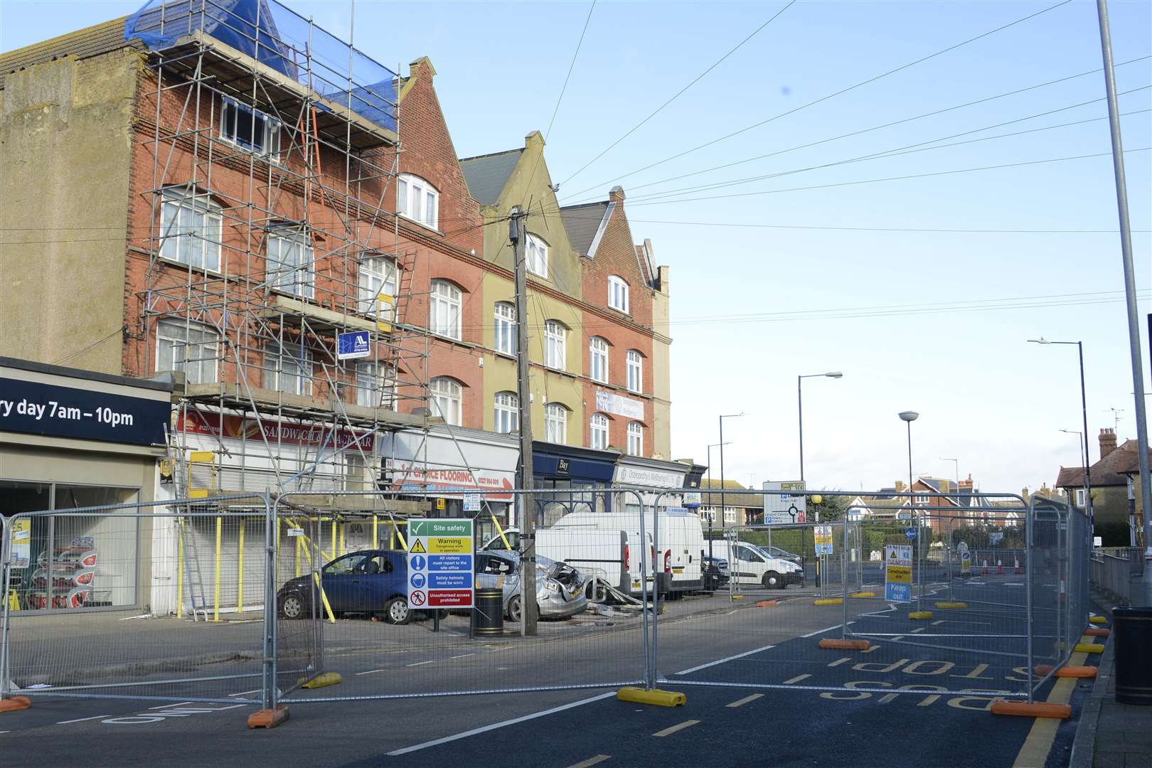 Canterbury road has been sealed off since a third-floor flat was destroyed by Storm Dennis
