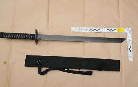 A samurai sword was seized. Stock picture