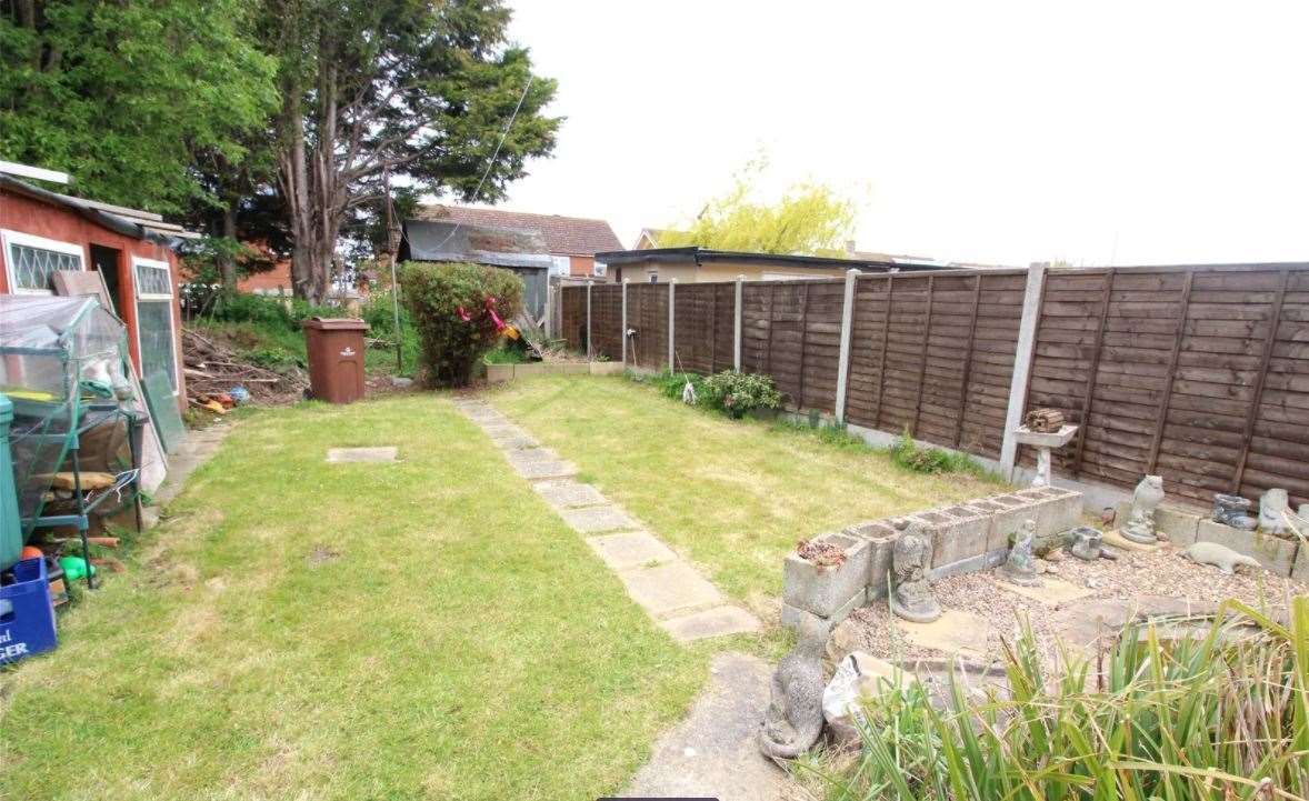 The back garden of the property in Hartshill Road, Northfleet. Picture: Zoopla