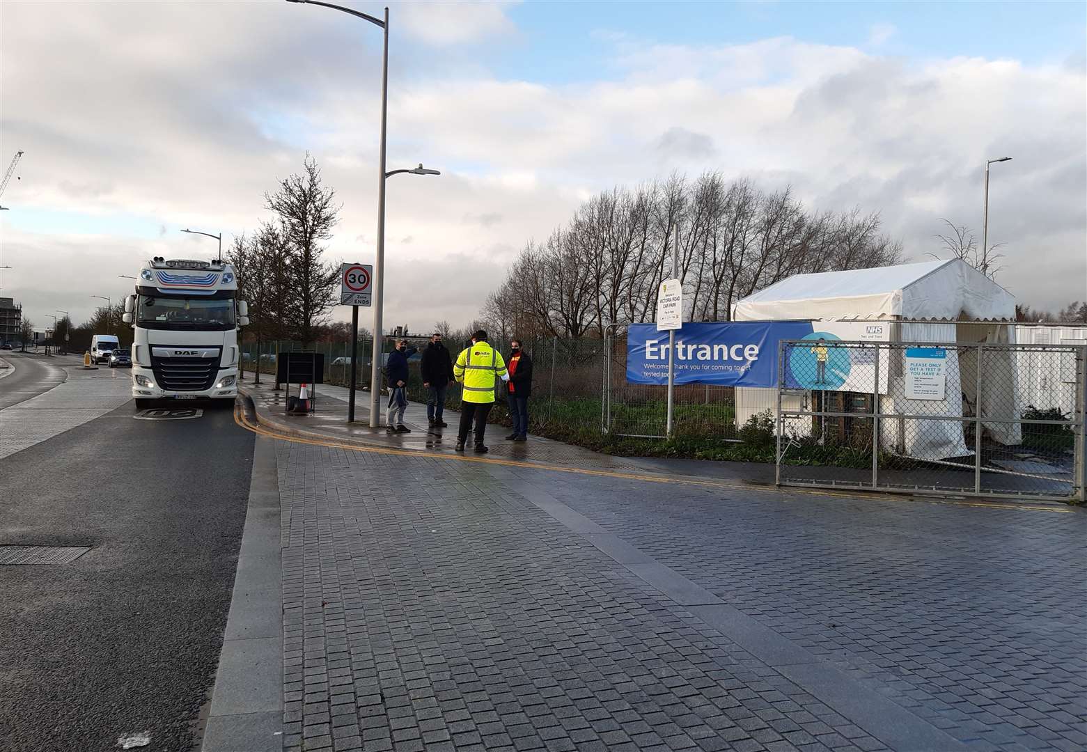 Lorry drivers have been waiting at the entrance to the site in Victoria Road