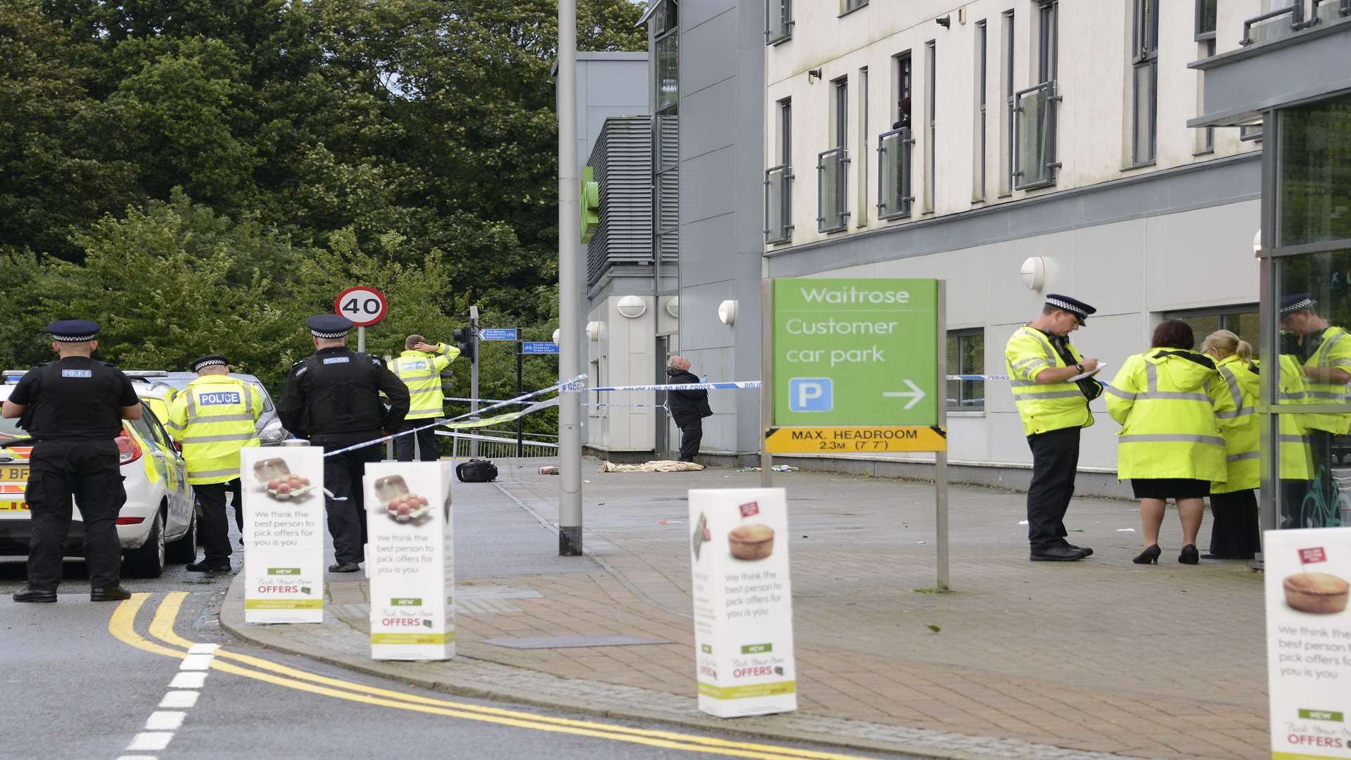 Police outside Waitrose following the incident. Picture: Paul Amos.