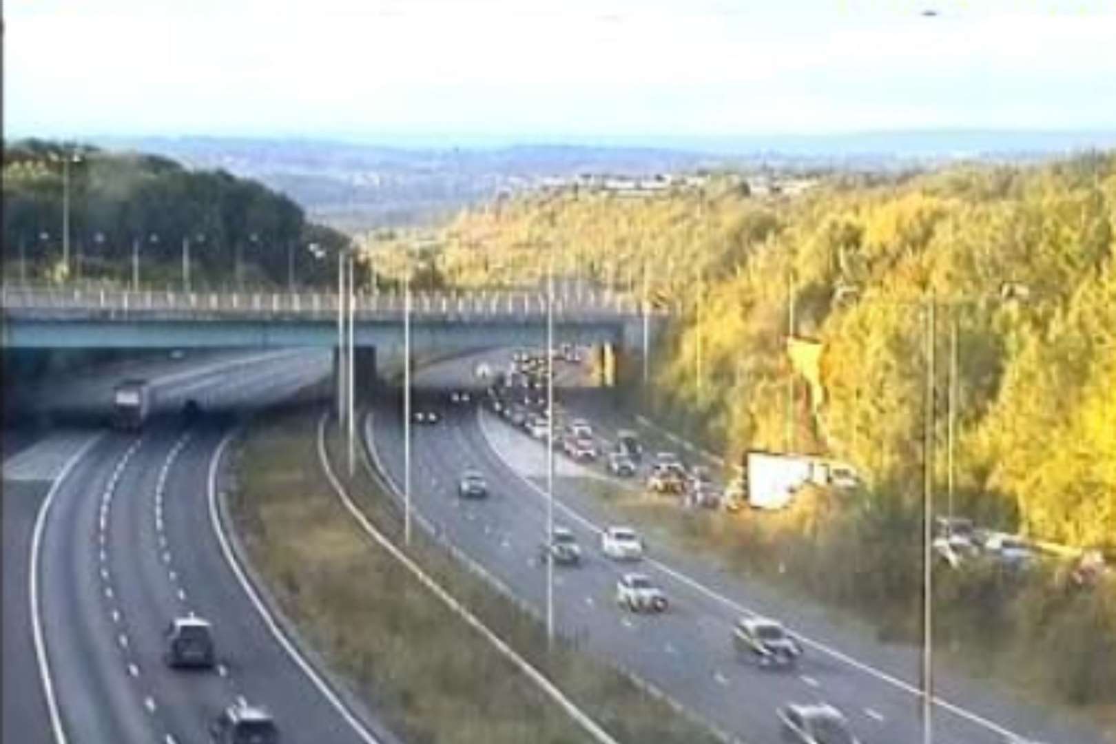 Traffic is starting to stretch back on the M2. Photo: National Highways (59553833)
