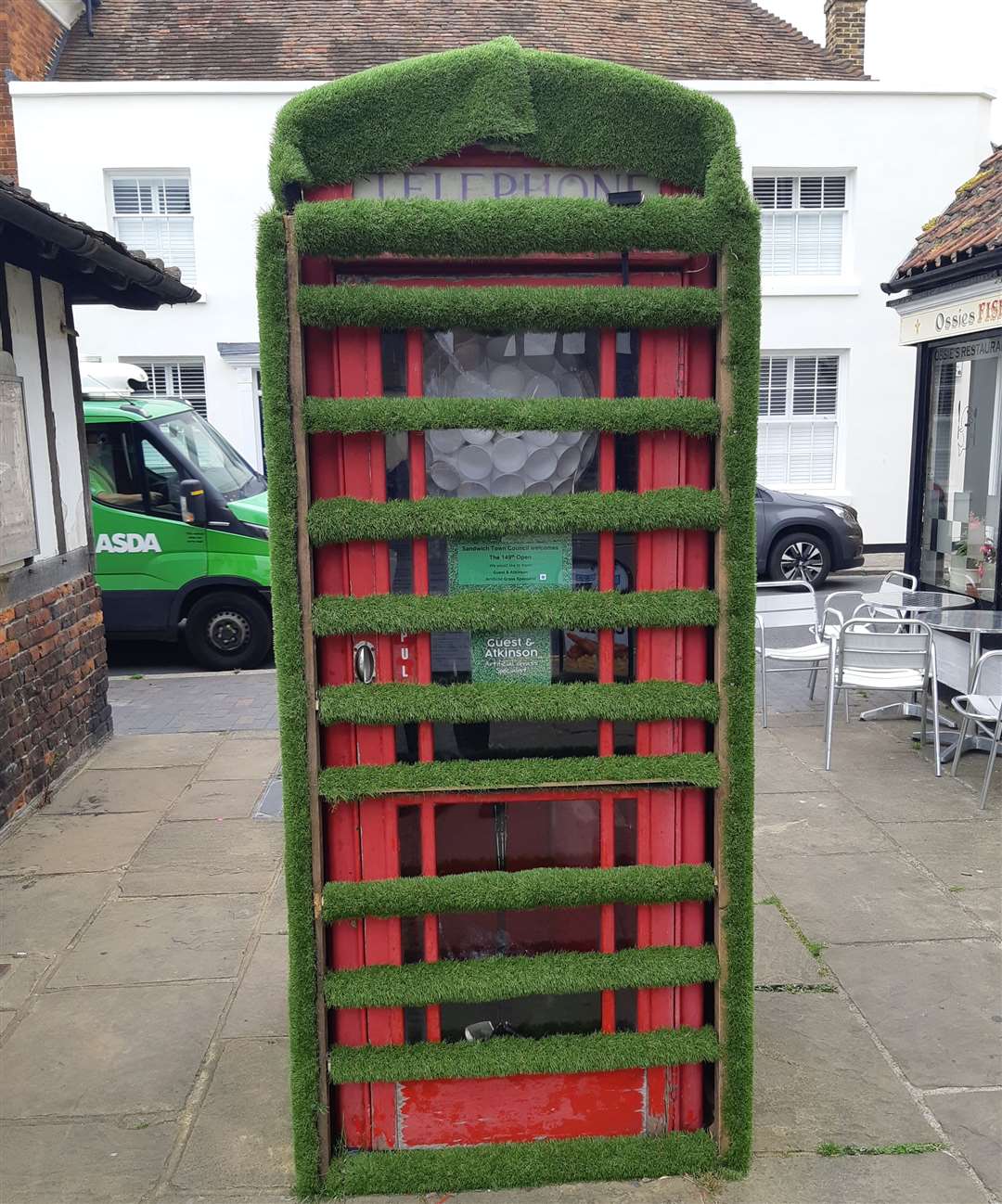 The decorated phone box in Cattle Market. Sandwich. Picture: Sam Lennon