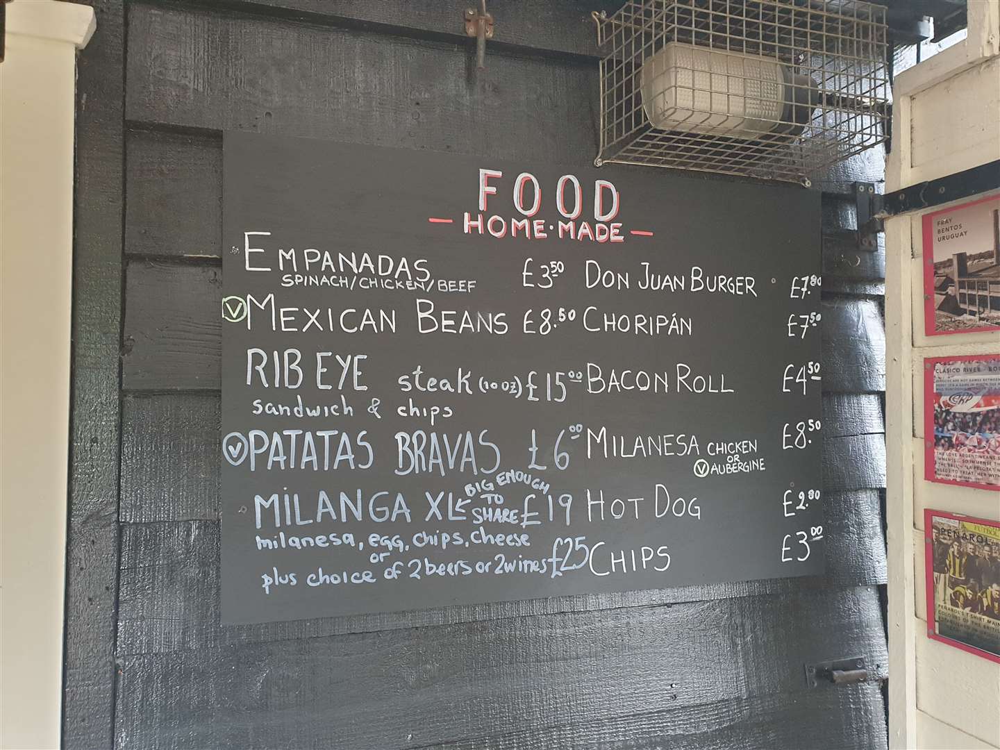 The menu at Canterbury's Don Juan café