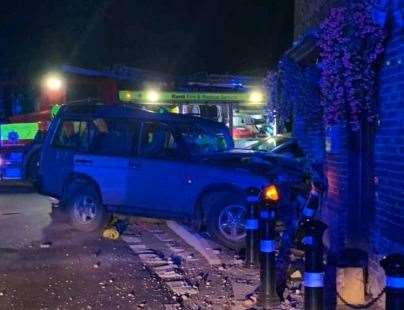 Police arrested a teenager following the crash, which involved a Land Rover