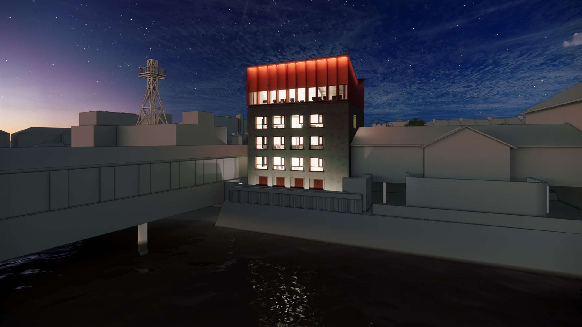 CGI of the proposed new control centre. View from the river. Picture: Port of London Authority