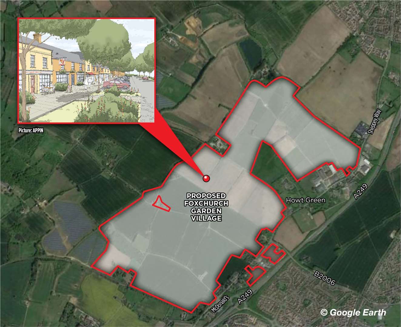 An application for the Foxchurch Garden Village near Bobbing has now been submitted to Swale Borough Council