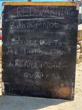 A sign on the beach at Folkestone. Picture: Louise O'Connell