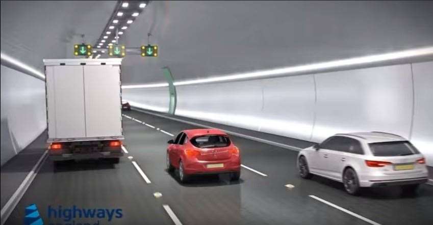 A CGI of the 14.5-mile tunnel at the Lower Thames Crossing. Picture: Highways England
