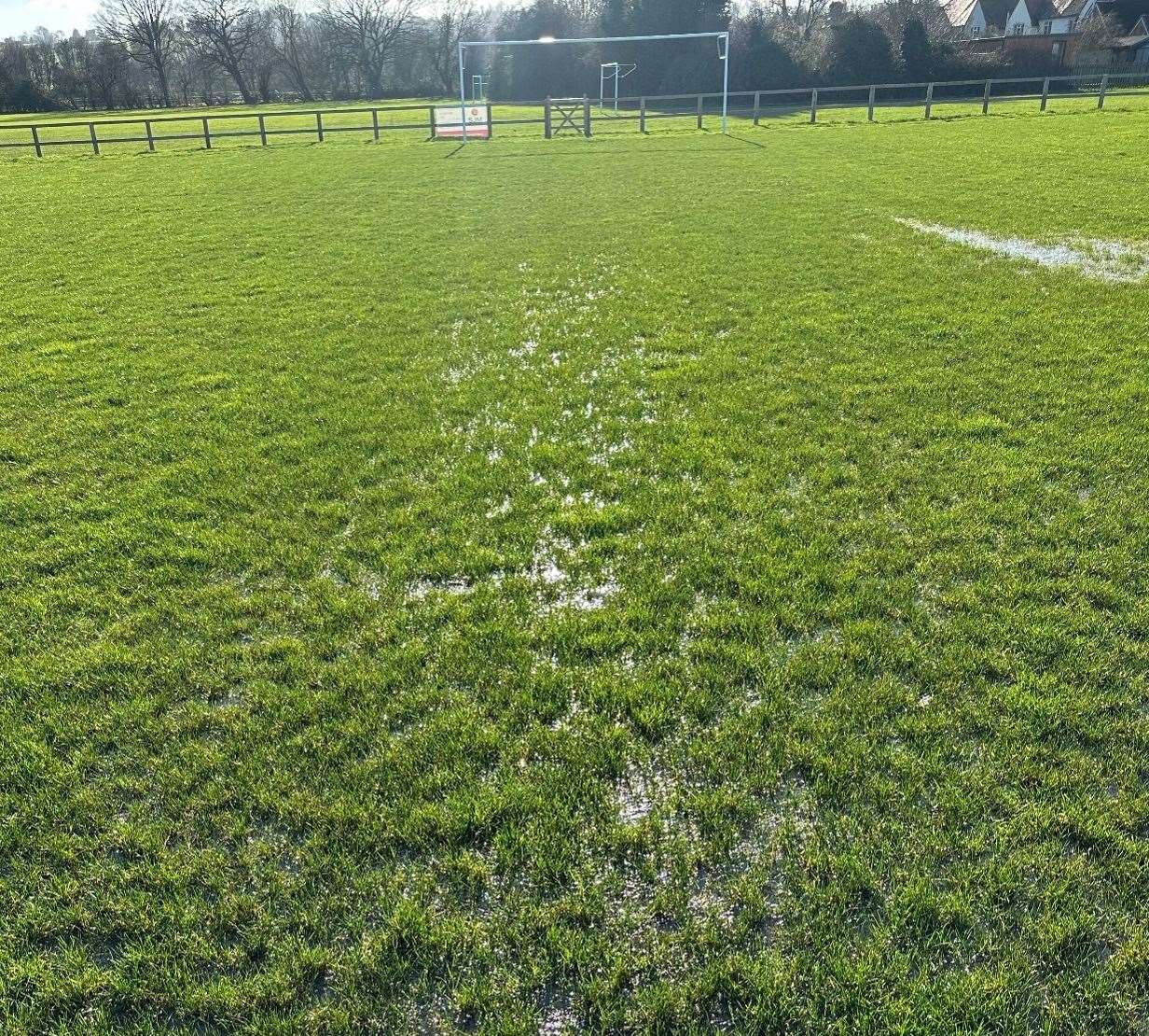 Paddock Wood football club have not been able to play a home game for three weeks in a row due to the pitch being waterlogged. Picture: John Hall