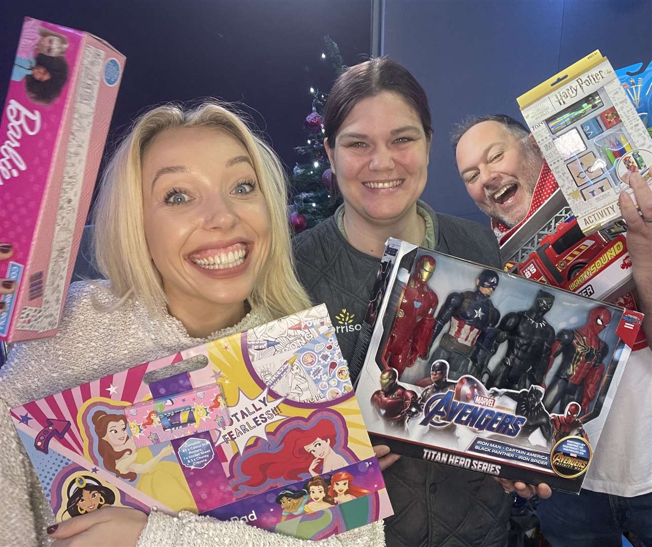 It was a toy bonanza in the studios of kmfm when Katy Clements, community champion of Morrisons' Larkfield store, paid a visit to see breakfast show presenters Garry Wilson and Chelsea Little