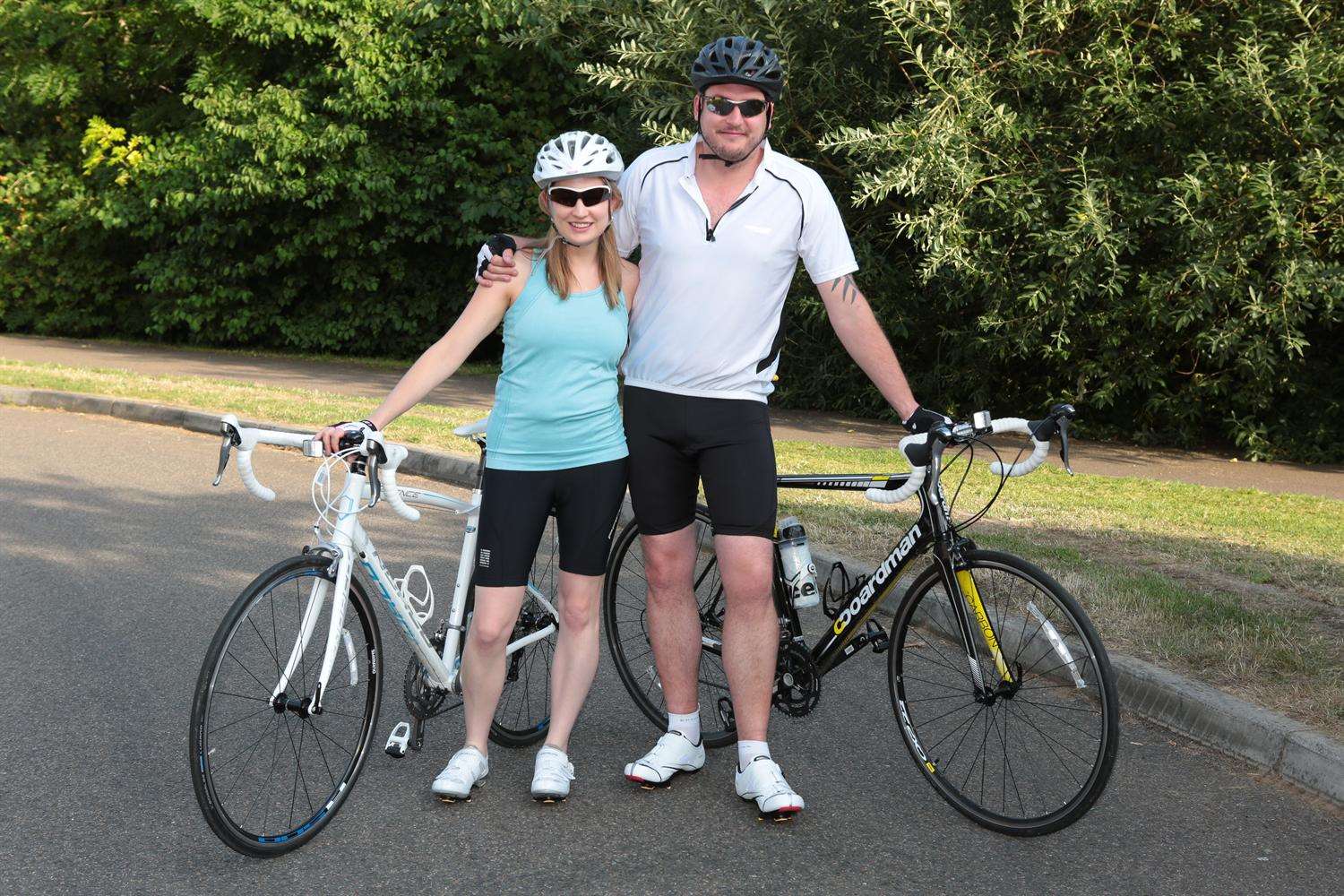 Ellen Huelin and husband Kirk ahead of their charity bike ride in tribute to her dad