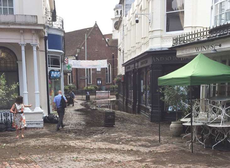 Tunbridge Wells town centre was badly hit by the floods. Picture: @RobShergold
