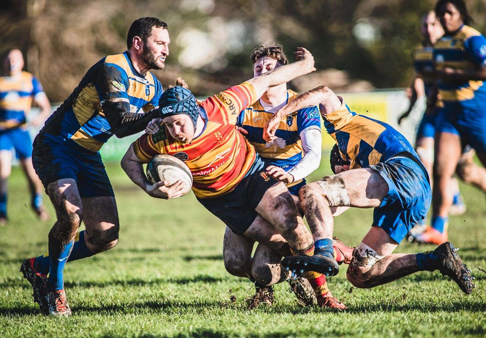 Sean Marriott at the heart of battle for Medway against Beckenham. Picture: Jake Miles Sports Photography