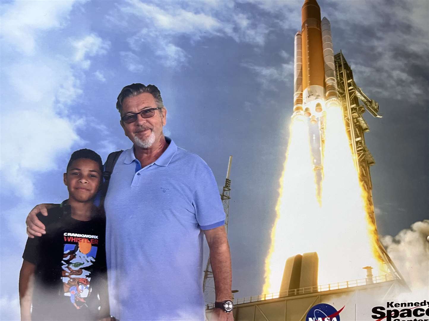 Mum Kristy says Zach, seen here with his dad, has always been fascinated by engineering, and wants to work for NASA in the future. Picture: Kristy Stanley
