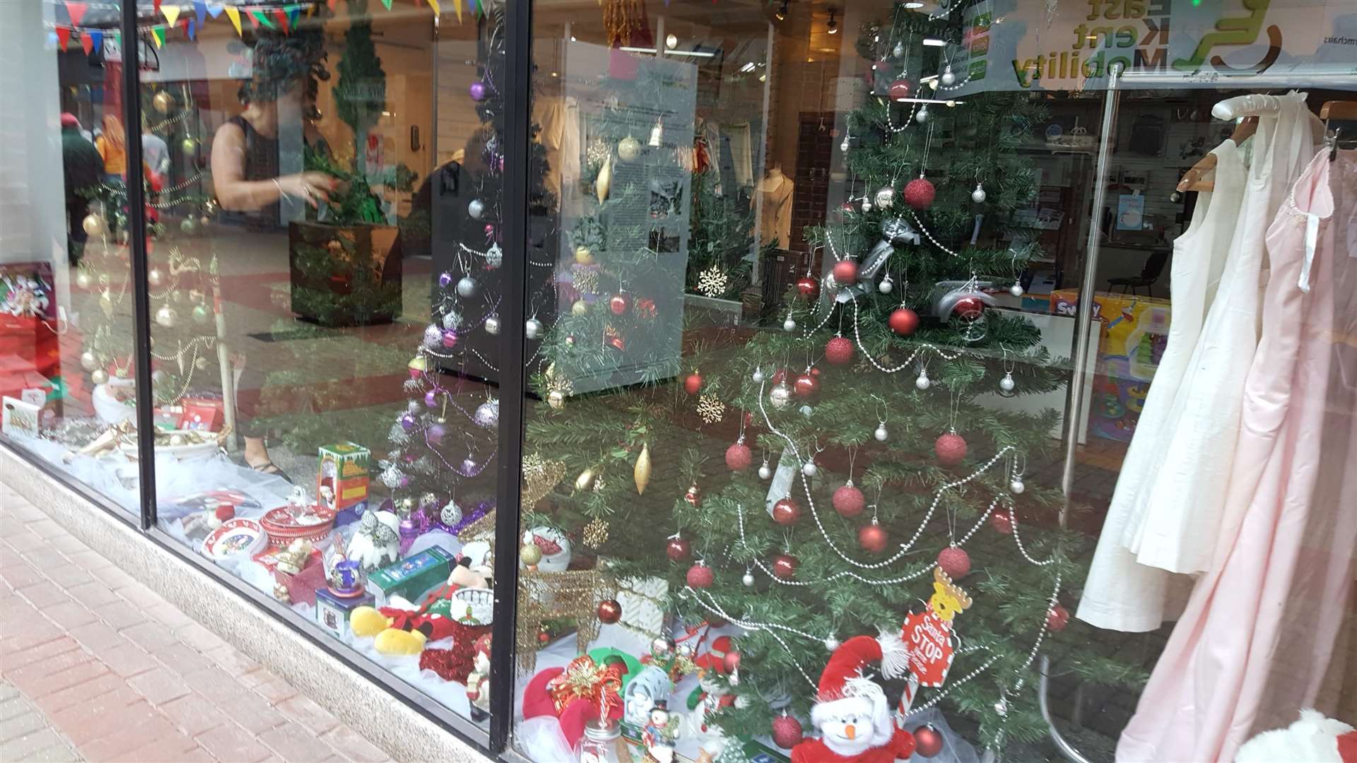 The Christmas display in the shop window